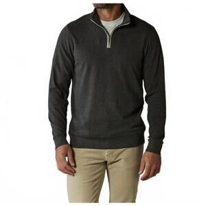 NEW THE NORMAL BRAND puremeso weekend quarter zip sweater in charcoal